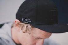 Snapback Flat Peak Cap Black - REEL BRAND