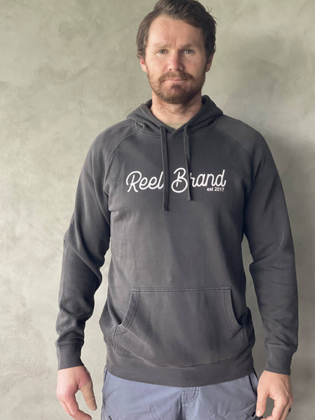 Hoodie - Washed Black - REEL BRAND