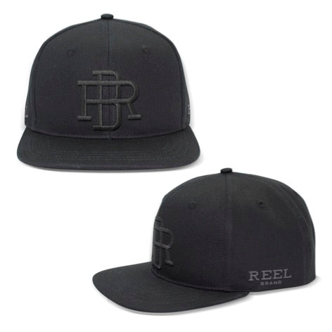 Snapback Flat Peak Cap Black - REEL BRAND
